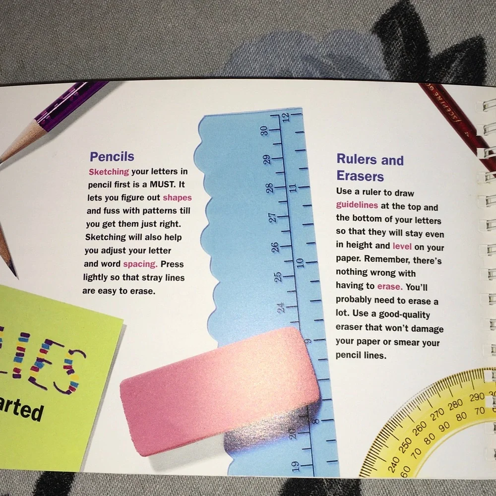 American Girl Purple and Pink Letter Art Workbook
